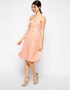 Elise Ryan Midi Bandeau Dress With 3d Daisy Flowers - Pink