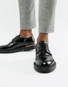 Bershka Chunky Sole Lace Up Shoe In Black - Black