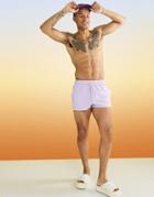 Asos Design Swim Shorts In Super Short Length In Lilac Purple