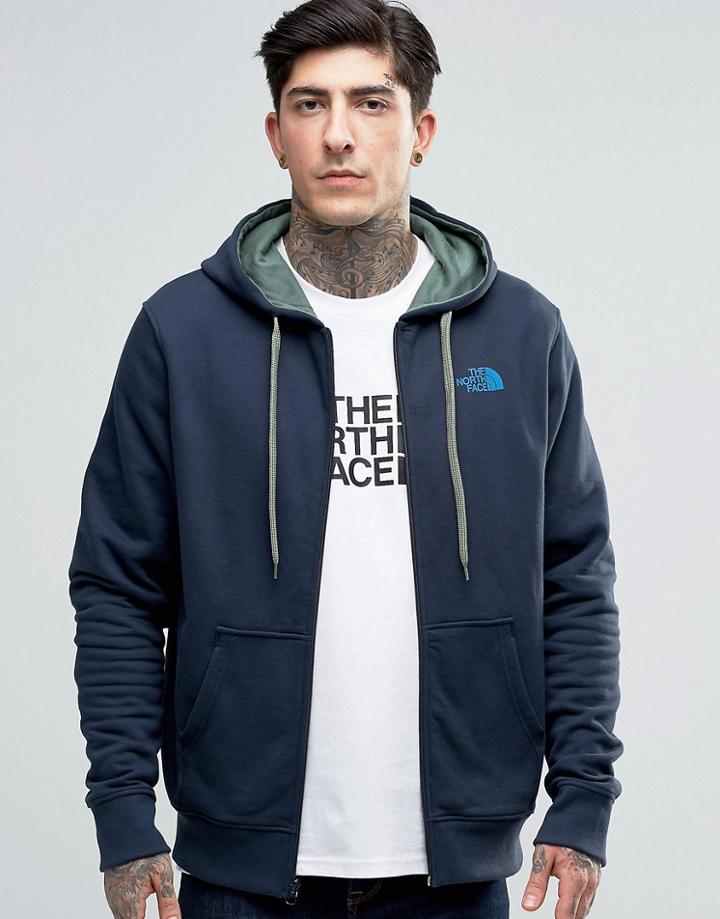 The North Face Zip Up Hoodie With Tnf Logo In Navy - Navy