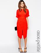 Asos Petite Wiggle Dress With Split Front - Red