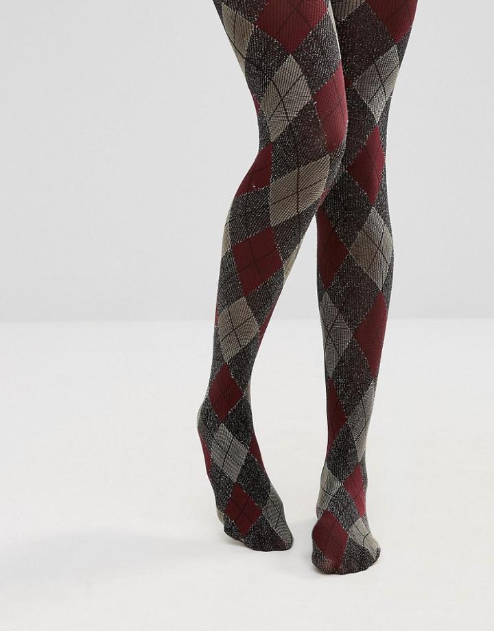 Asos Glitter Argyle Tights - Multi