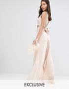 Tfnc Wedding Bow Back Embellished Maxi Dress - Pink