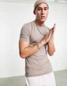 Asos Design Muscle Fit T-shirt With Crew Neck In Light Brown