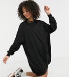 Asos Design Tall Oversized Sweat Dress In Black