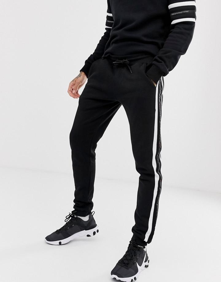 Good For Nothing Skinny Sweatpants In Black With Logo Side Stripe - Black