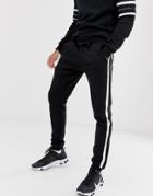 Good For Nothing Skinny Sweatpants In Black With Logo Side Stripe - Black