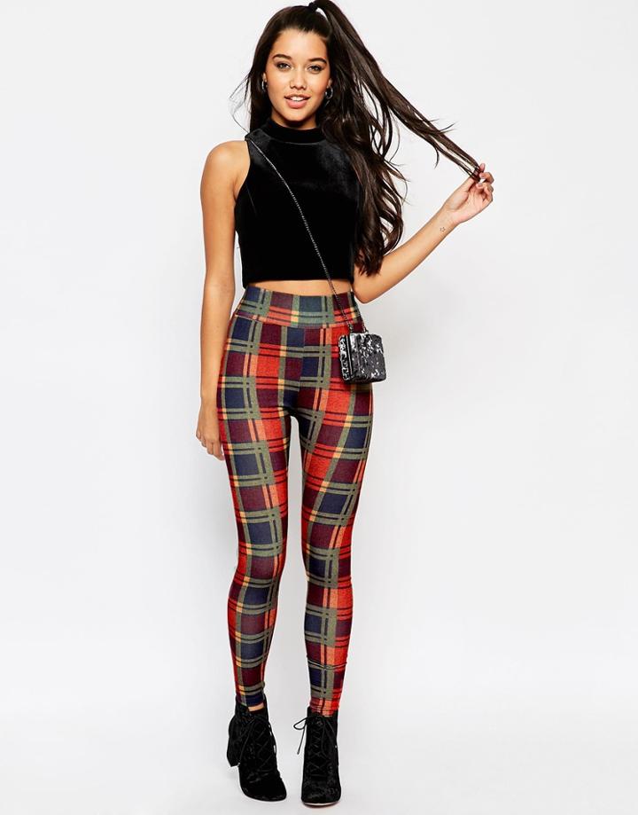 Asos Heritage Check Printed Leggings - Multi