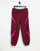 Nike Archive Fleece Sweatpants With Ripstop Panels In Burgundy-red