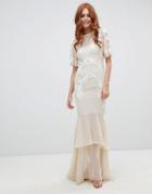Hope & Ivy Embellished Dress With Open Back Detail In Vintage Ivory - Cream