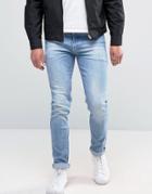 Asos Selvage Super Skinny Jeans In Light Blue - Blue