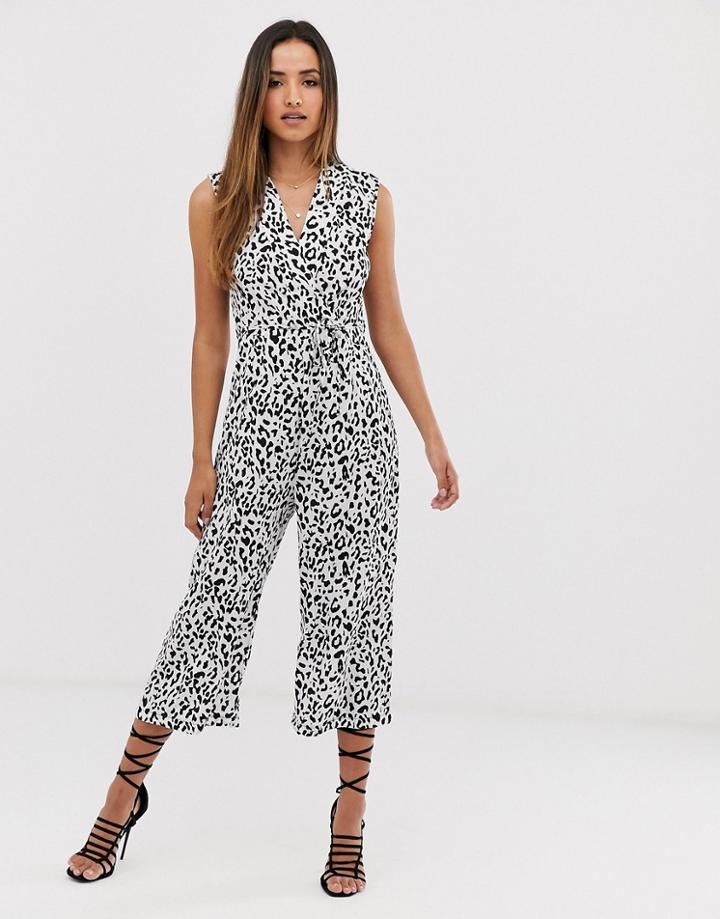 Ax Paris Cross Over Culotte Jumpsuit-white