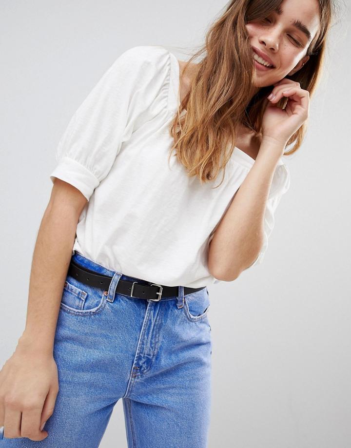 New Look Square Neck Jersey Top - Cream