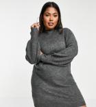 Vero Moda Curve High Neck Jumper Sweater In Gray