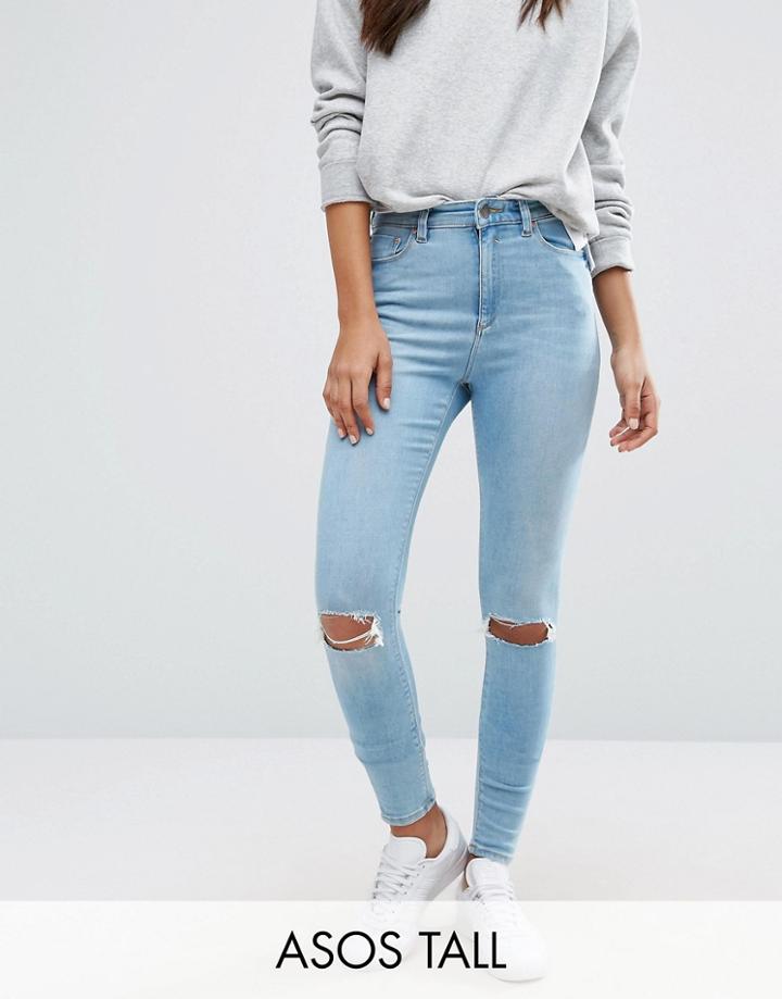 Asos Tall Ridley Skinny Jean In Felix Wash - Blue