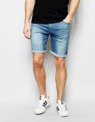 Asos Skinny Denim Shorts In Light Wash - Light Blue