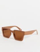 Asos Design Bevel Square Sunglasses In Brown
