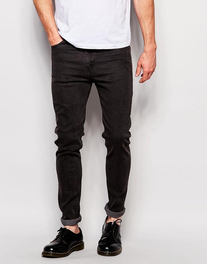 Dead Vintage Skinny Jeans Charcoal Wash - Gray