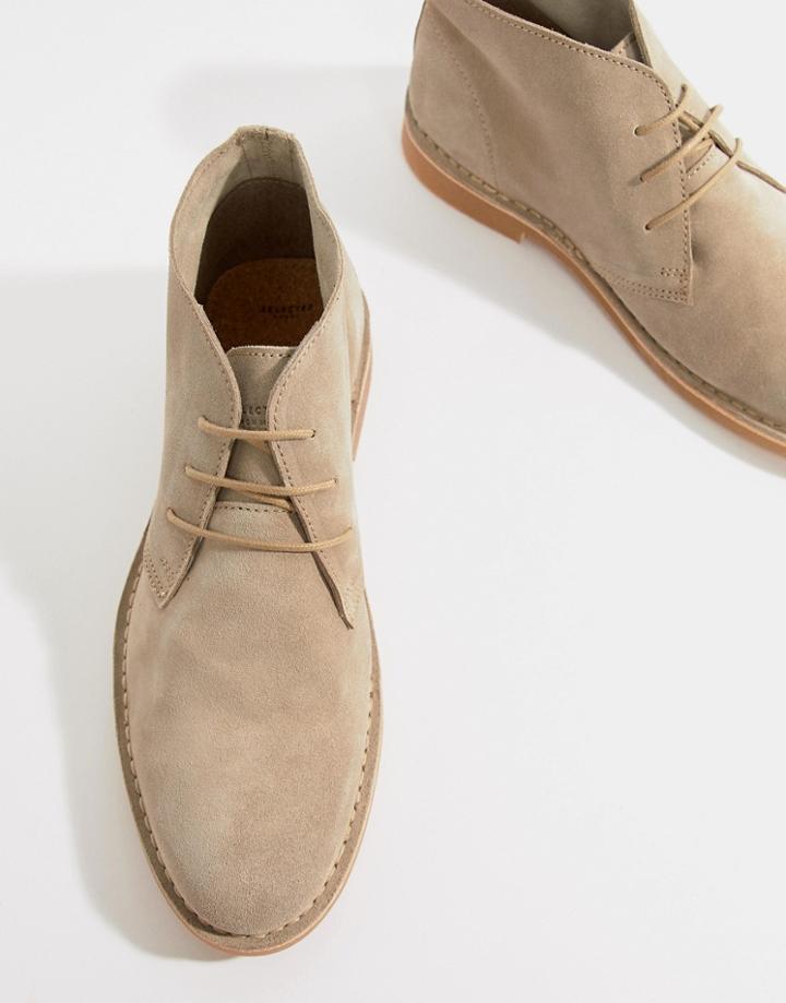 Selected Homme Suede Desert Boots - Beige