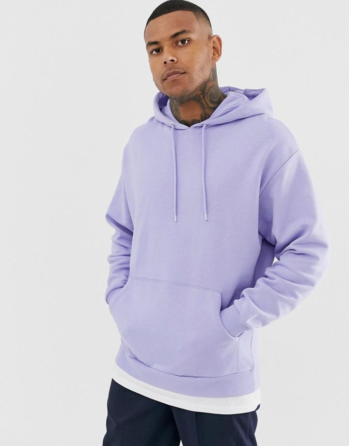 Asos Design Oversized Hoodie In Lilac With T-shirt Hem - Purple