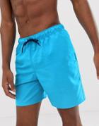 Asos Design Swim Shorts In Blue In Mid Length