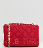 Valentino By Mario Valentino Suedette Shoulder Bag With Chain Strap - Red