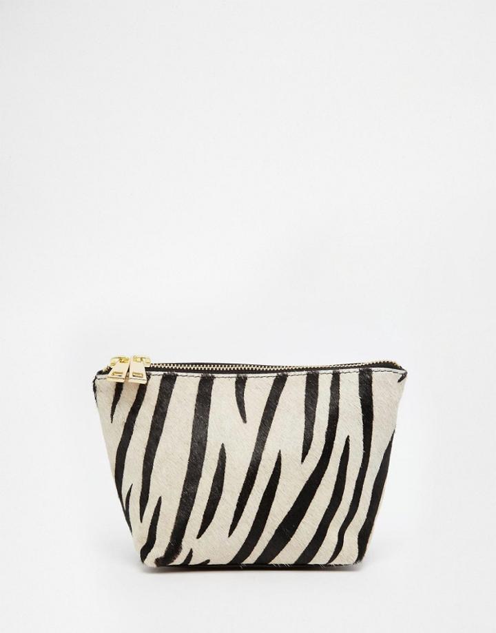Asos Leather And Pony Makeup Bag - Black And White