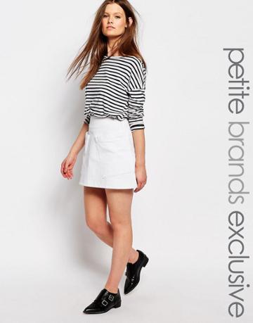 Waven Petite Denim Mini Skirt With Pocket Detail - White