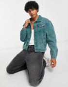 Liquor N Poker Oversized Trucker Jacket In Washed Green Denim - Part Of A Set