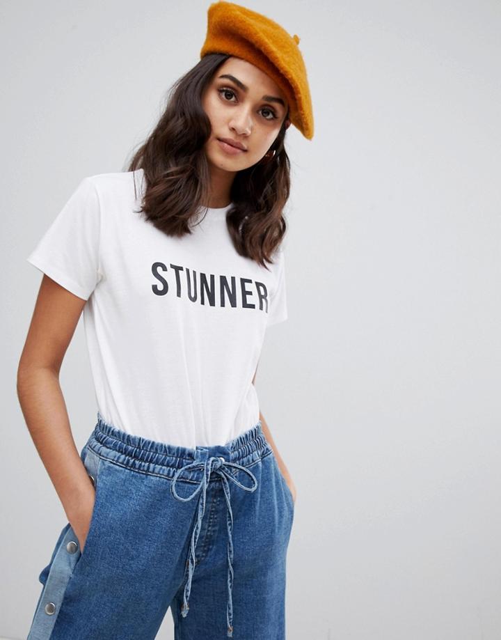 Asos Design T-shirt With Stunner Print-white