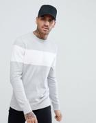 New Look Color Block Sweater In White And Gray - Gray