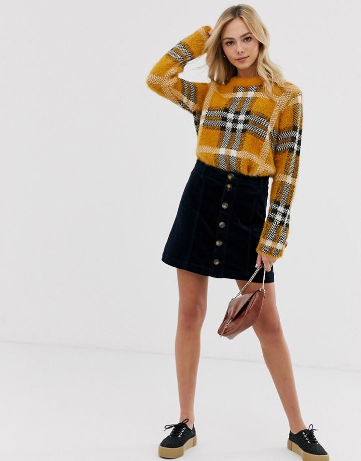 Jdy Button Through Cord Mini Skirt In Navy