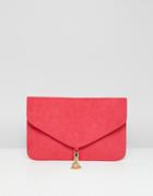Asos Design Tassel Clutch Bag - Red
