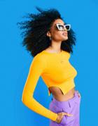 Asos Design Long Sleeve Crop Top With Side Hem Shaping In Orange