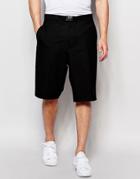 Asos Smart Short In Bermuda Style With Buckle Detail - Black