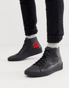 Hugo Zero Leather Hi Top Sneaker In Black