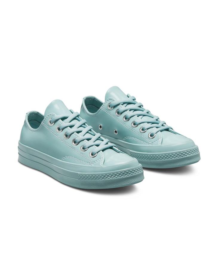 Converse Chuck 70 Ox Hybrid Shine Patent Faux-leather Sneakers In Soft Aloe-blues