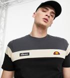 Ellesse Color Block T-shirt In Black And Charcoal Exclusive To Asos