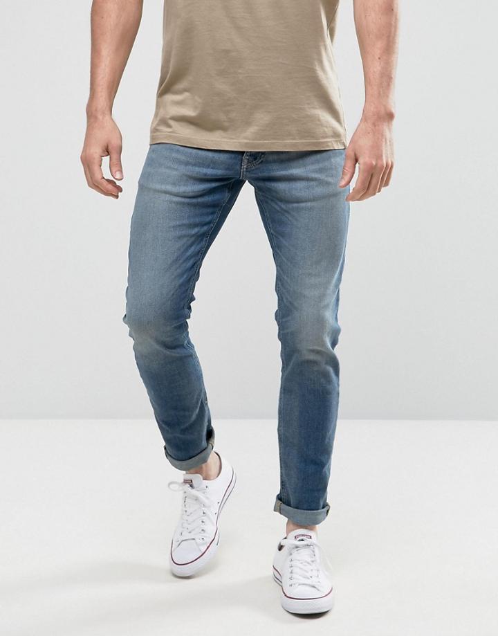 Jack & Jones Slim Fit Jeans In Light Blue Denim - Blue