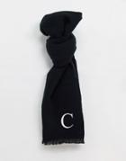 Asos Design Personalized Scarf With Initial C In Black