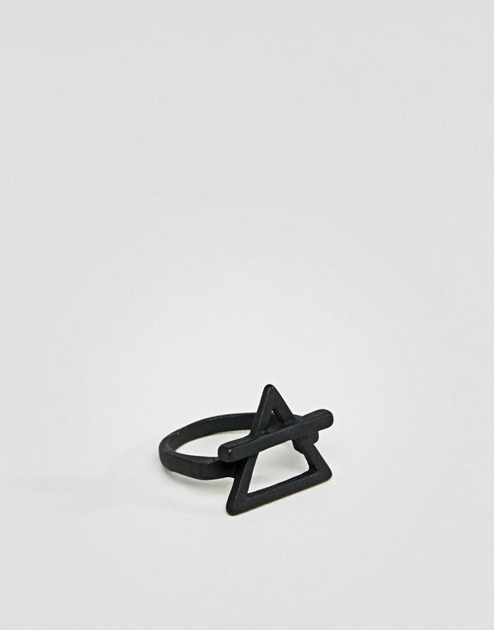 Asos Geometric Ring In Matte Black Finish - Black