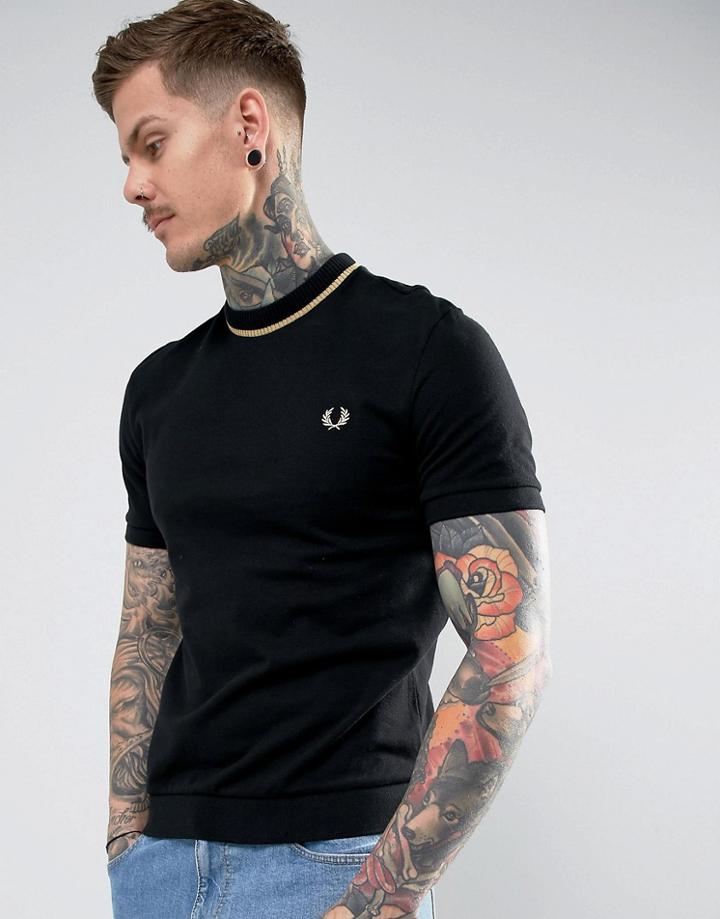 Fred Perry Reissues Tipped Pique T-shirt In Black - Black