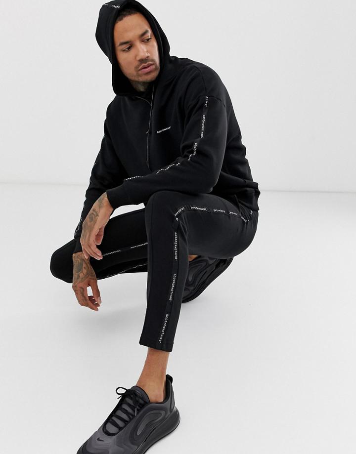 Good For Nothing Sweatpants In Black With Logo Side Taping