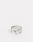 Asos Design Band Ring With Scratch Markings In Burnished Silver Tone