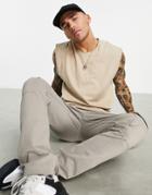 Pull & Bear Oversized Tank Top In Stone-neutral
