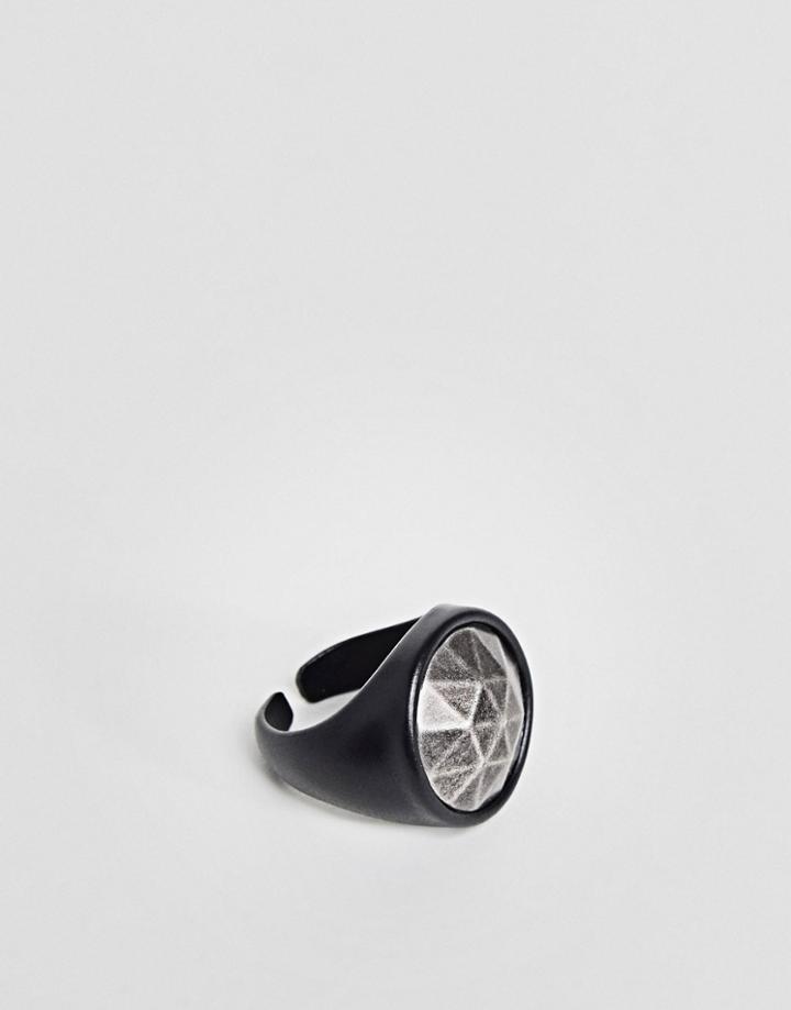 Seven London Black Chunky Ring - Black