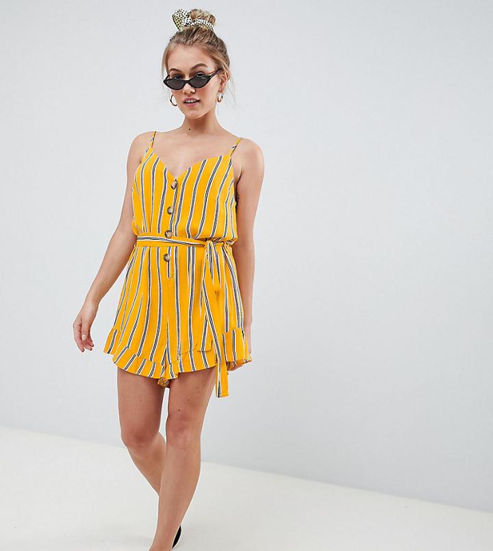Miss Selfridge Petite Stripe Romper-multi