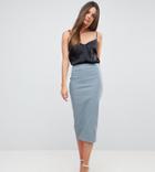 Asos Tall High Waisted Longerline Pencil Skirt - Gray