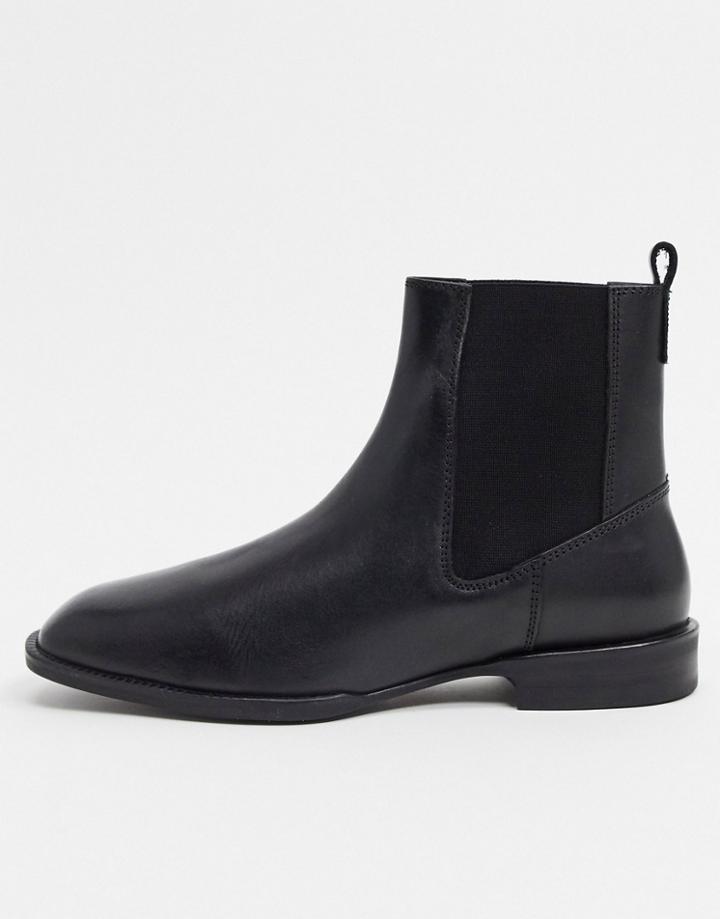 Asos Design Alyssa Leather Chelsea Boots In Black