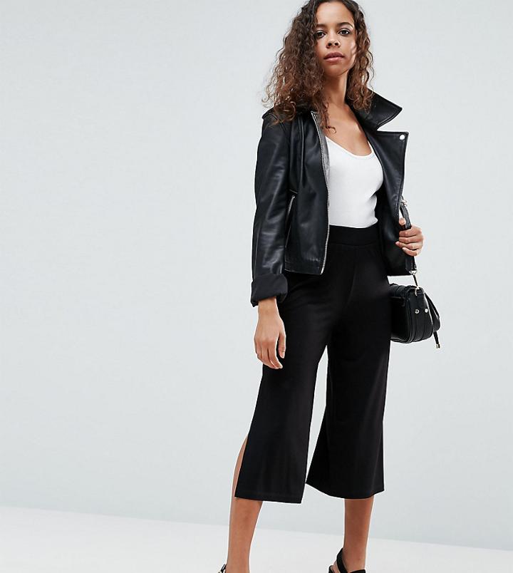 Asos Petite Wide Leg With Splits - Black